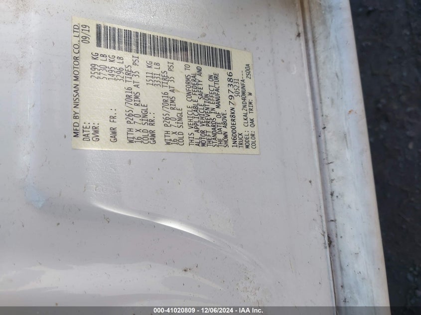 2019 NISSAN FRONTIER SV - 1N6DD0ER8KN797386