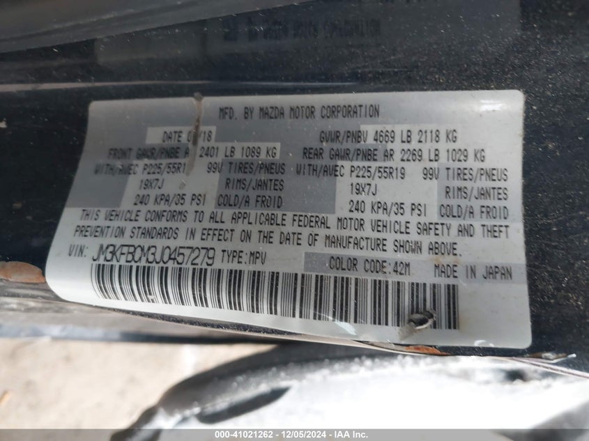 2018 MAZDA CX-5 TOURING - JM3KFBCM3J0457279