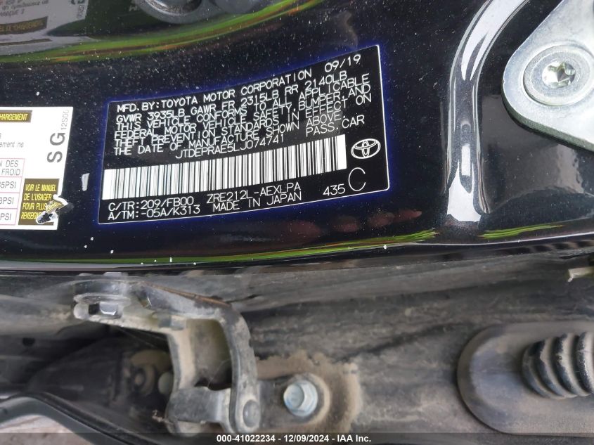 2020 Toyota Corolla Le VIN: JTDEPRAE5LJ07474 Lot: 41022234