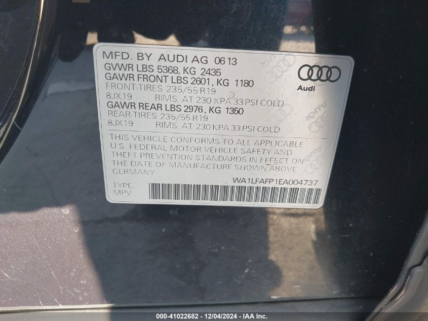 VIN WA1LFAFP1EA004737 2014 Audi Q5, 2.0T Premium no.9