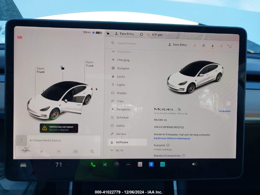 2020 Tesla Model 3 Standard Range Plus Rear-Wheel Drive/Standard Range Rear-Wheel Drive VIN: 5YJ3E1EA5LF612772 Lot: 41022779