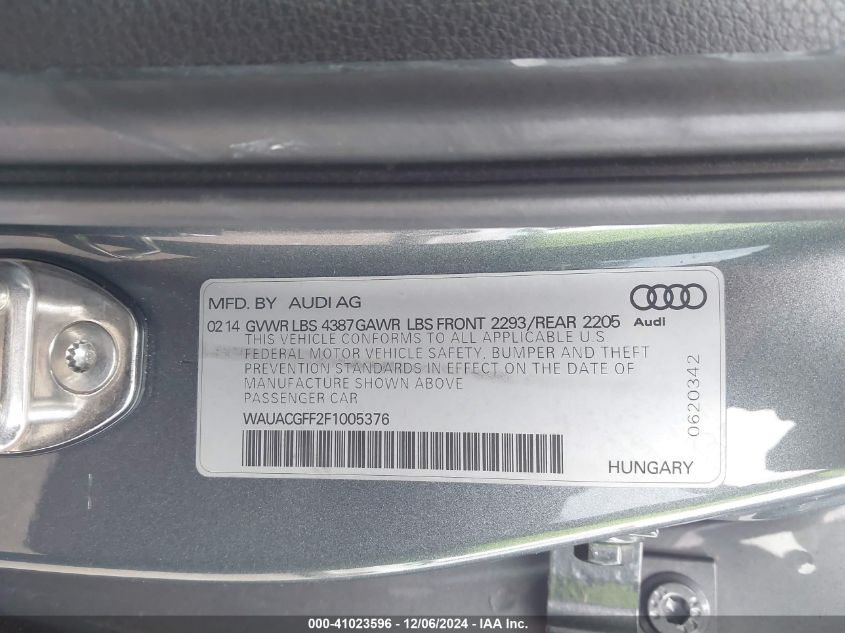 VIN WAUACGFF2F1005376 2015 Audi A3, 1.8T Premium no.9