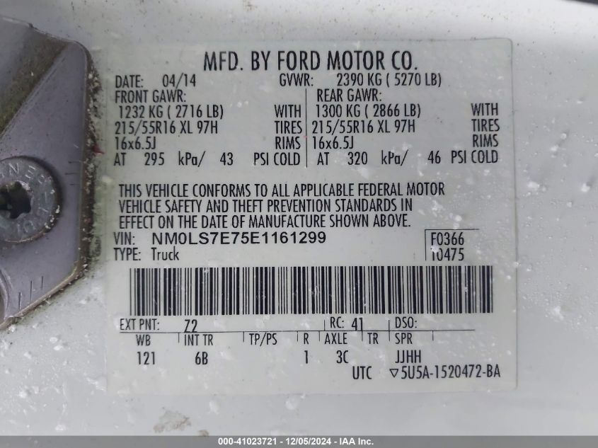 VIN NM0LS7E75E1161299 2014 Ford Transit, Connect XL no.9