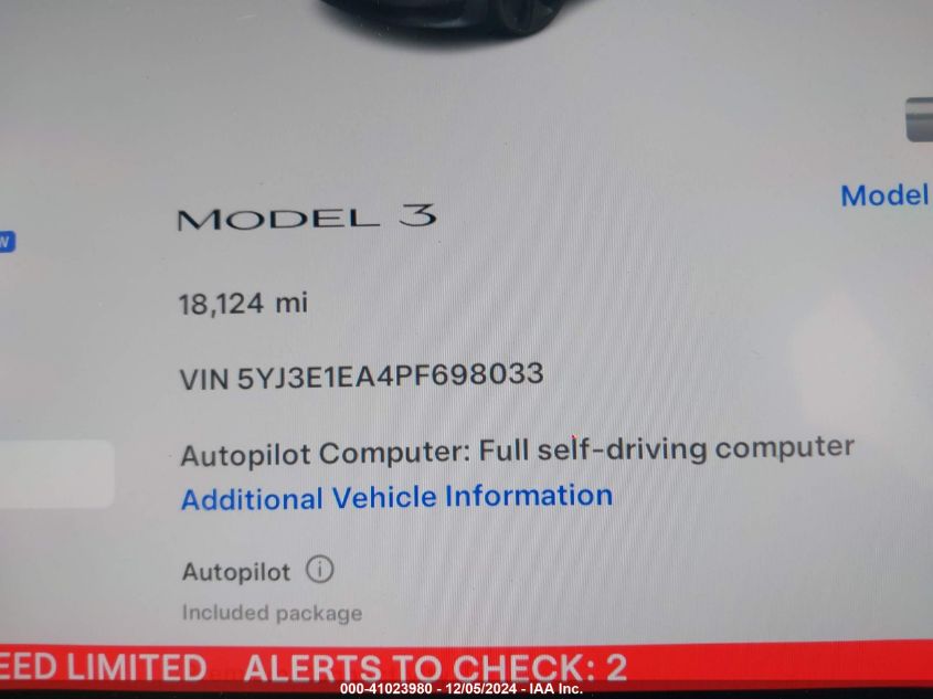 2023 TESLA MODEL 3 REAR-WHEEL DRIVE - 5YJ3E1EA4PF698033