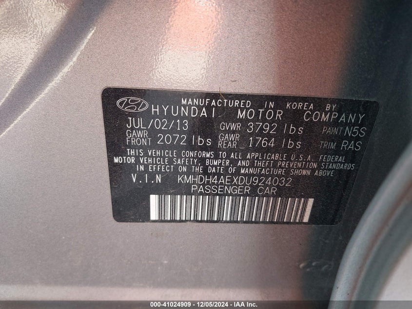 2013 HYUNDAI ELANTRA GLS - KMHDH4AEXDU924032