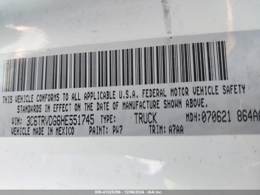 VIN 3C6TRVDG6HE551745 2017 RAM Promaster, 2500 High... no.9