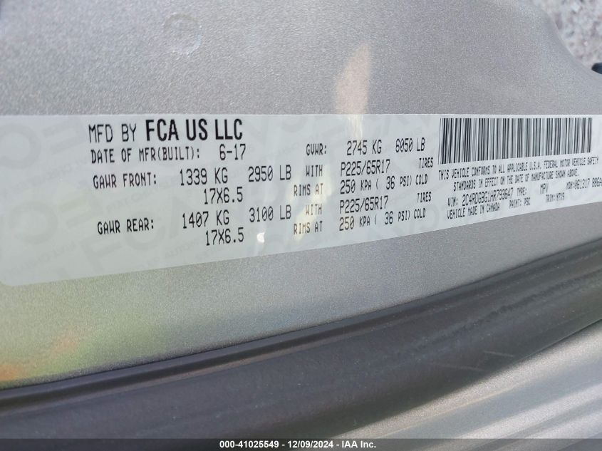 2017 Dodge Grand Caravan Se Plus VIN: 2C4RDGBG1HR793647 Lot: 41025549