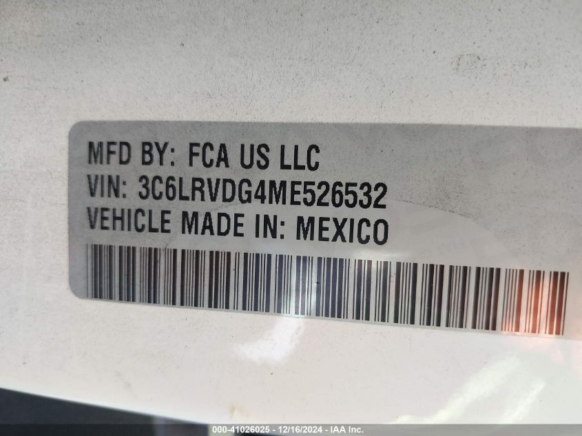 VIN 3C6LRVDG4ME526532 2021 RAM PROMASTER 2500 no.9