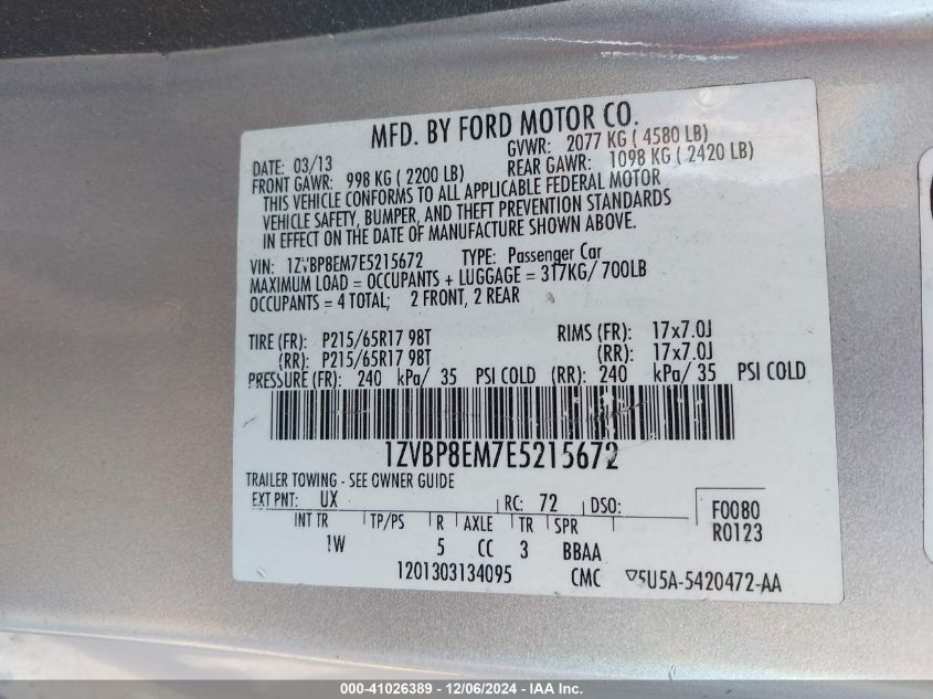 VIN 1ZVBP8EM7E5215672 2014 Ford Mustang, V6 no.9