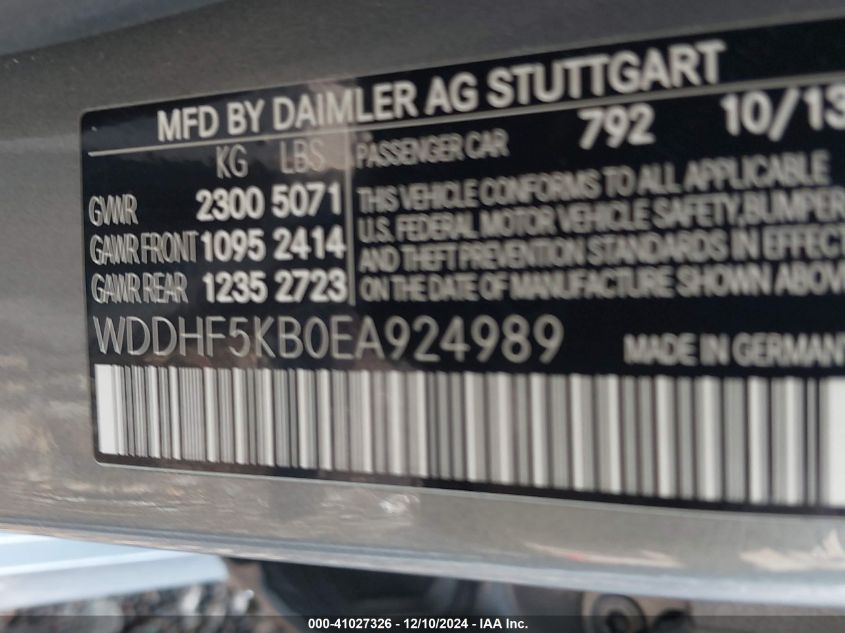 VIN WDDHF5KB0EA924989 2014 MERCEDES-BENZ E 350 no.9