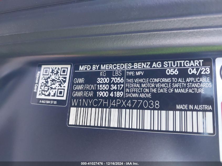 VIN W1NYC7HJ4PX477038 2023 MERCEDES-BENZ AMG G 63 no.9