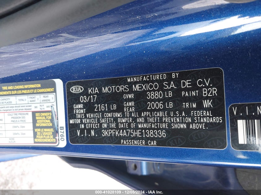 2017 KIA FORTE LX - 3KPFK4A75HE138336