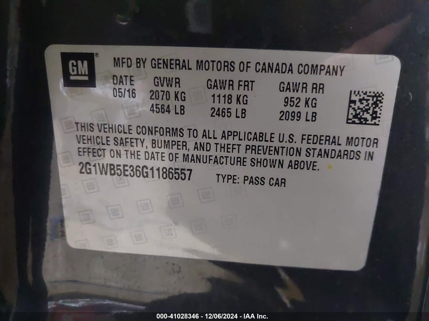 2016 CHEVROLET IMPALA LIMITED LT - 2G1WB5E36G1186557