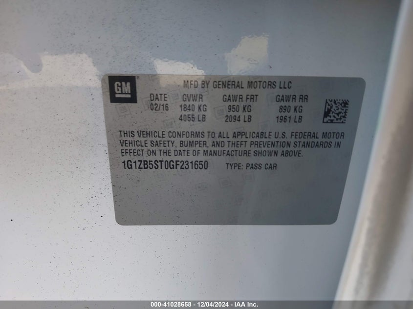 2016 CHEVROLET MALIBU LS - 1G1ZB5ST0GF231650