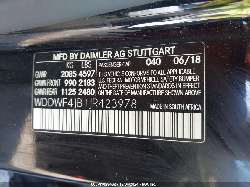 VIN WDDWF4JB1JR423978 2018 Mercedes-Benz C 300 no.9