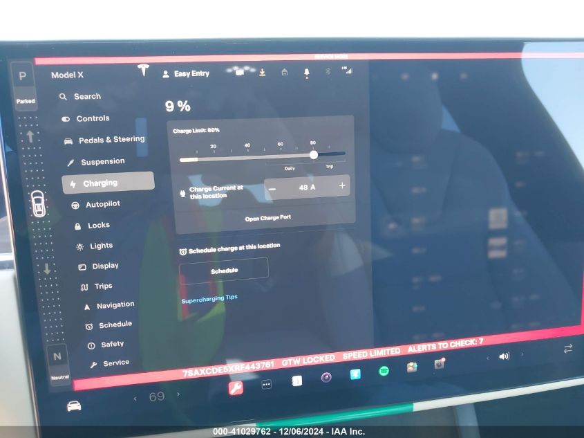 2024 Tesla Model X Long Range VIN: 7SAXCDE5XRF443761 Lot: 41029762