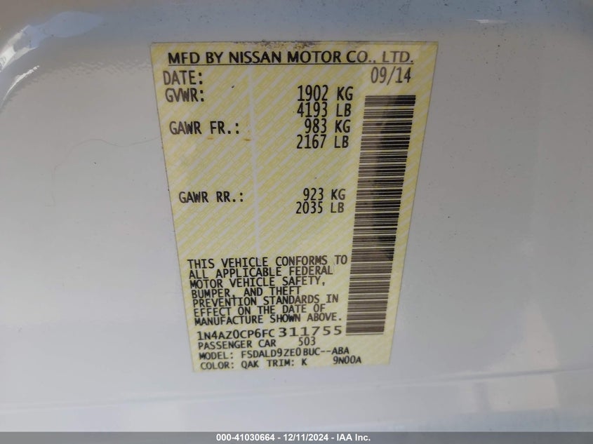 2015 NISSAN LEAF SV - 1N4AZ0CP6FC311755