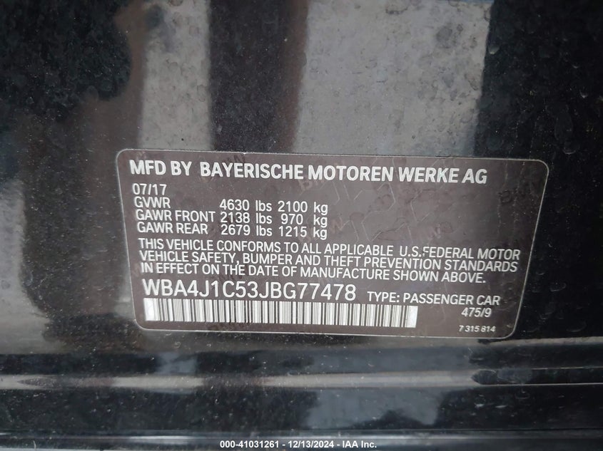 2018 BMW 430I GRAN COUPE - WBA4J1C53JBG77478