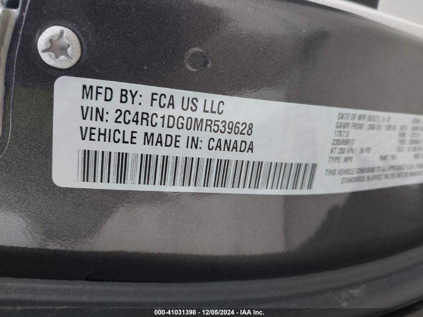 VIN 2C4RC1DG0MR539628 2021 Chrysler Voyager, Lxi no.9