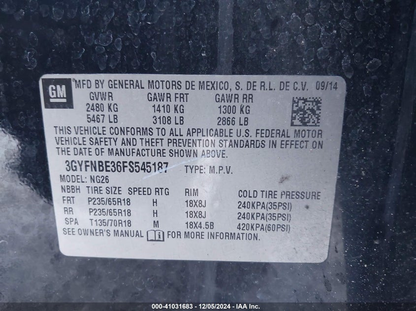 2015 CADILLAC SRX LUXURY COLLECTION - 3GYFNBE36FS545187