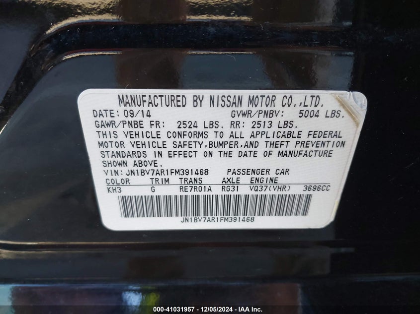 2015 INFINITI Q50 PREMIUM - JN1BV7AR1FM391468