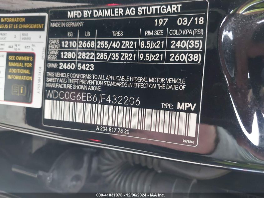 VIN WDC0G6EB6JF432206 2018 Mercedes-Benz Amg Glc 43... no.9