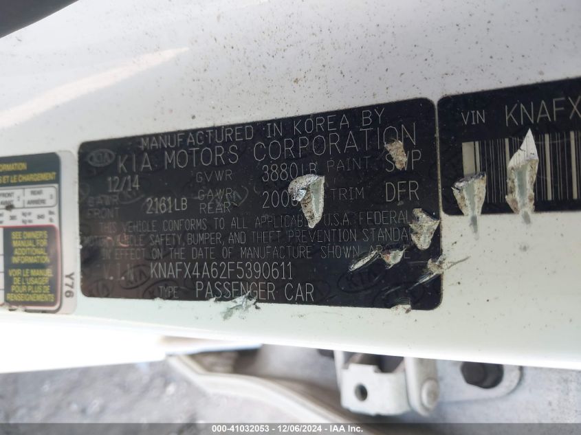 2015 KIA FORTE LX - KNAFX4A62F5390611