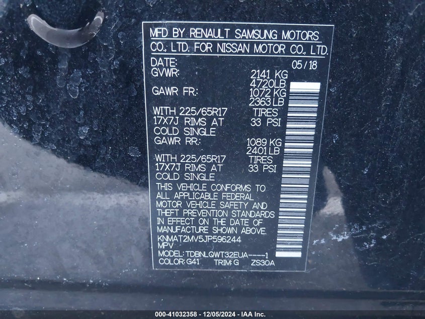 2018 NISSAN ROGUE SV - KNMAT2MV5JP596244