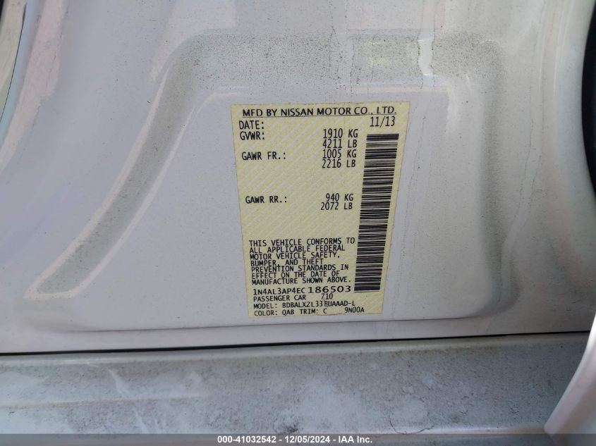 VIN 1N4AL3AP4EC186503 2014 NISSAN ALTIMA no.9