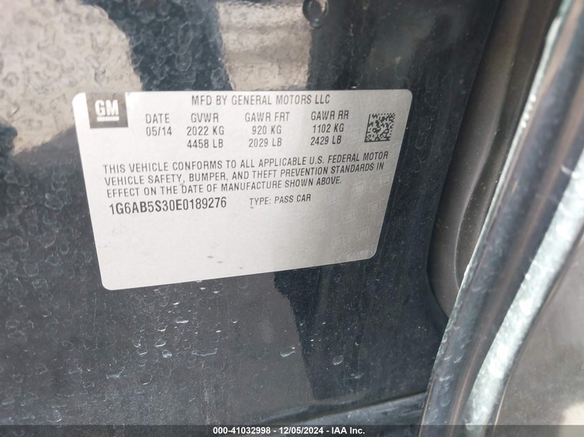 2014 CADILLAC ATS LUXURY - 1G6AB5S30E0189276