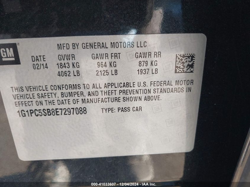 VIN 1G1PC5SB8E7297088 2014 CHEVROLET CRUZE no.9