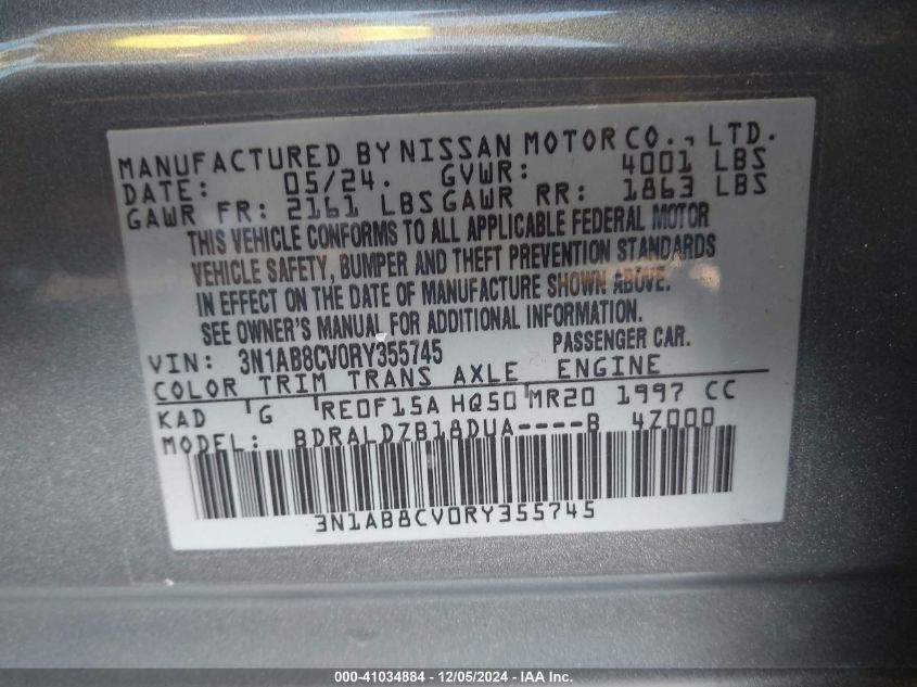 VIN 3N1AB8CV0RY355745 2024 NISSAN SENTRA no.9