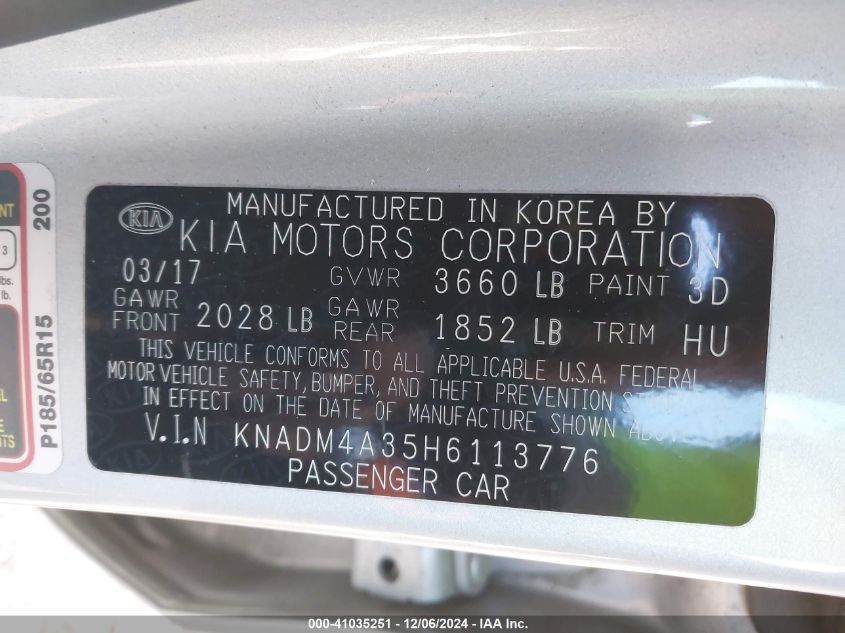 2017 KIA RIO LX - KNADM4A35H6113776