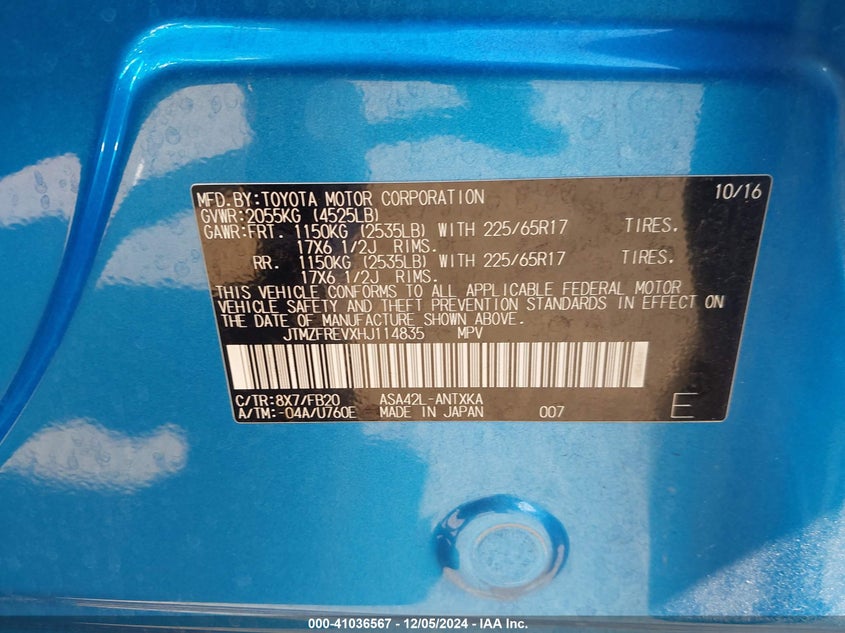 2017 TOYOTA RAV4 LE - JTMZFREVXHJ114835