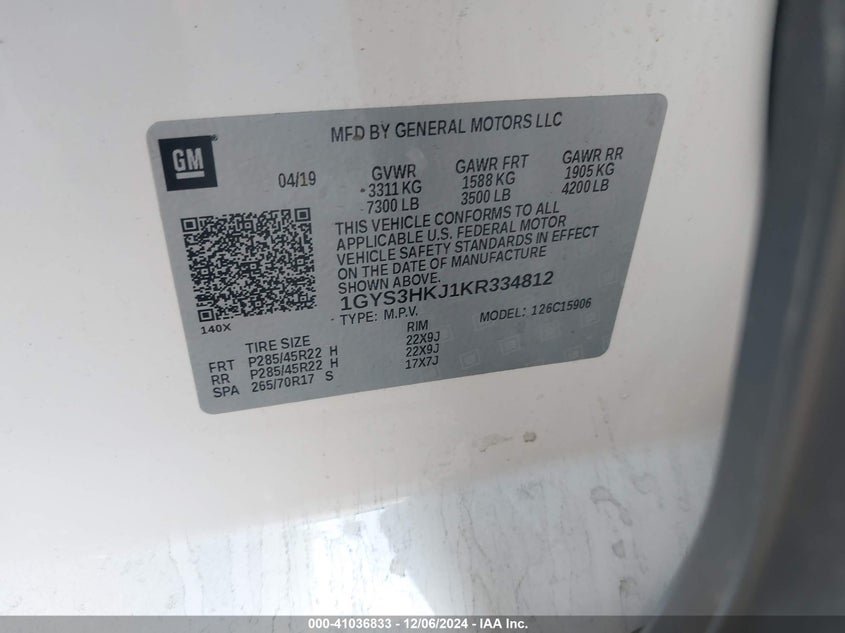 2019 CADILLAC ESCALADE ESV LUXURY - 1GYS3HKJ1KR334812