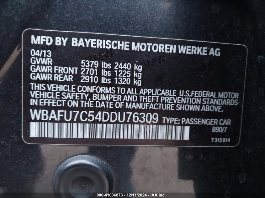 2013 BMW 535I XDRIVE - WBAFU7C54DDU76309