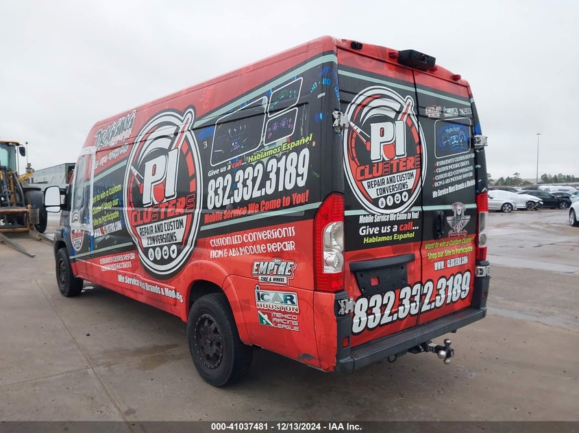 Vin: 3c6urvjgxje144655, lot: 41527407, ram promaster 3500 cargo van high roof 159 wb ext 20183