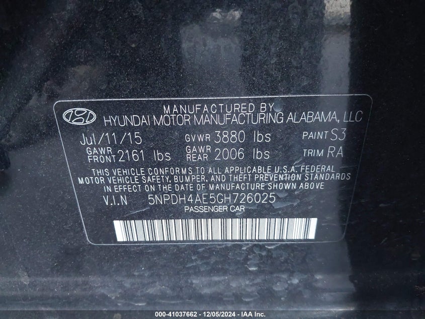 2016 HYUNDAI ELANTRA SE - 5NPDH4AE5GH726025