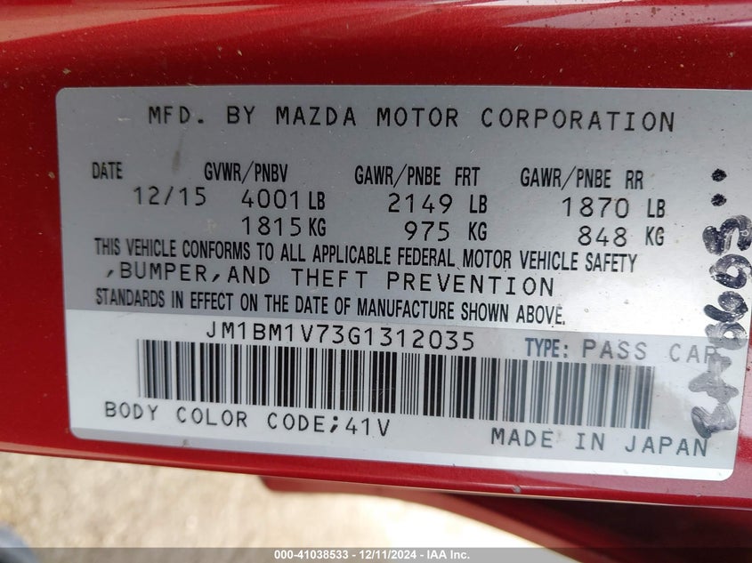 2016 MAZDA MAZDA3 I TOURING - JM1BM1V73G1312035