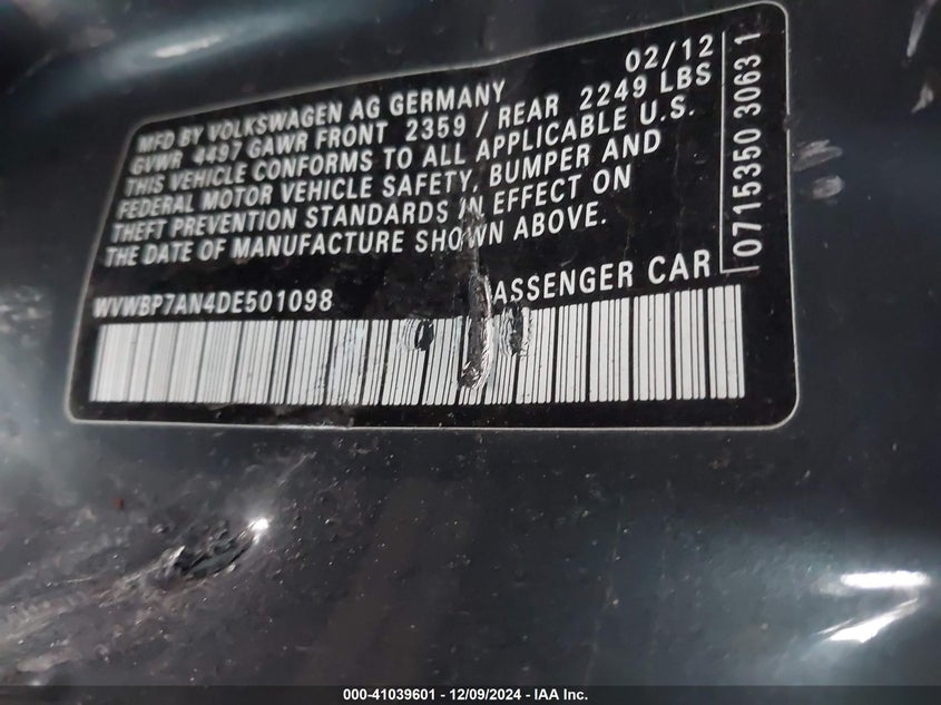 2013 VOLKSWAGEN CC 2.0T SPORT PLUS - WVWBP7AN4DE501098