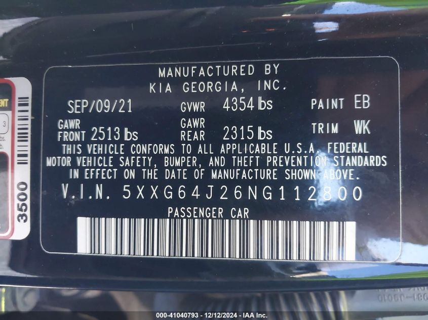 2022 KIA K5 GT LINE - 5XXG64J26NG112800