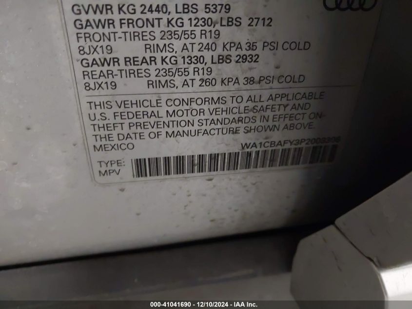 VIN WA1CBAFY3P2008306 2023 Audi Q5, Prestige 40 Tfs... no.9