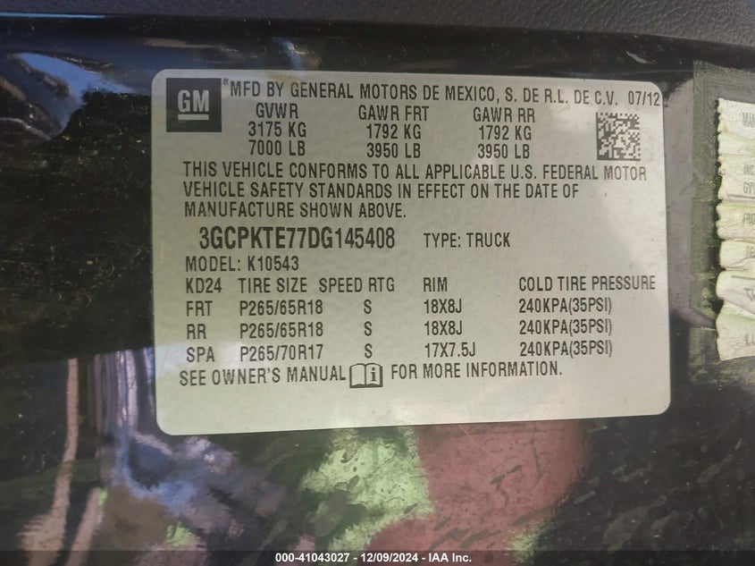 2013 CHEVROLET SILVERADO 1500 LTZ - 3GCPKTE77DG145408