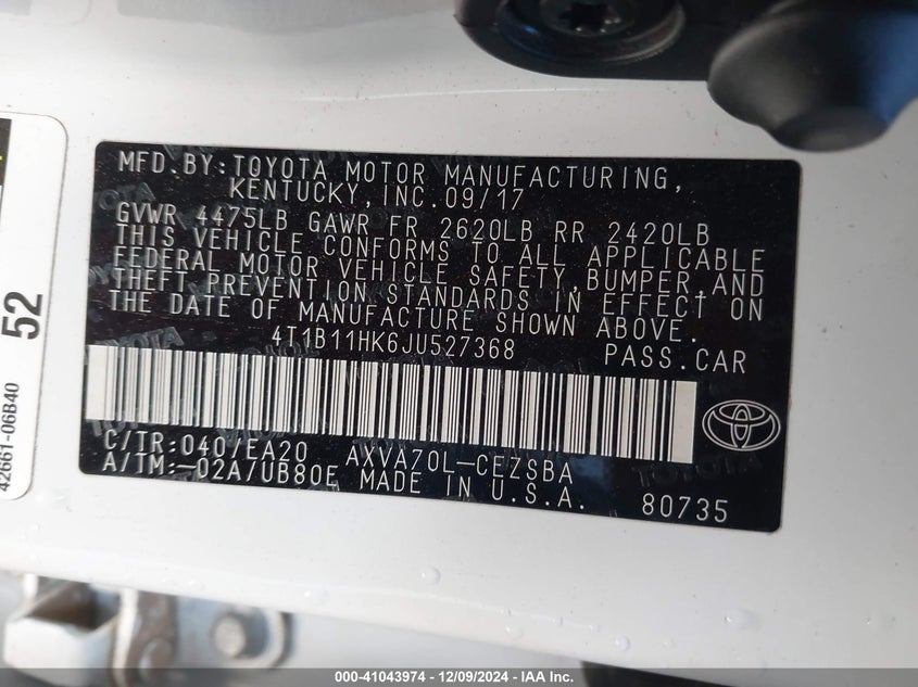 2018 TOYOTA CAMRY SE - 4T1B11HK6JU527368