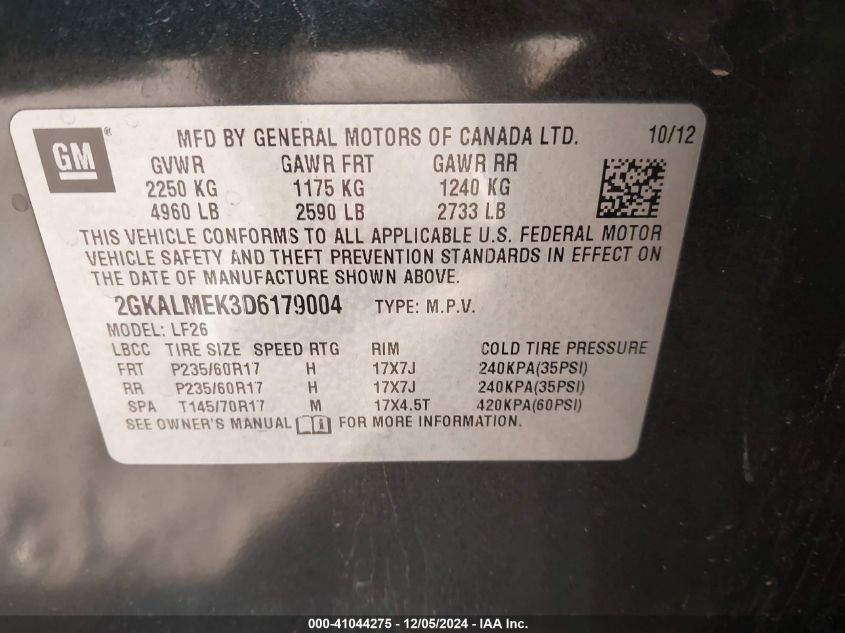 VIN 2GKALMEK3D6179004 2013 GMC Terrain, Sle-1 no.9