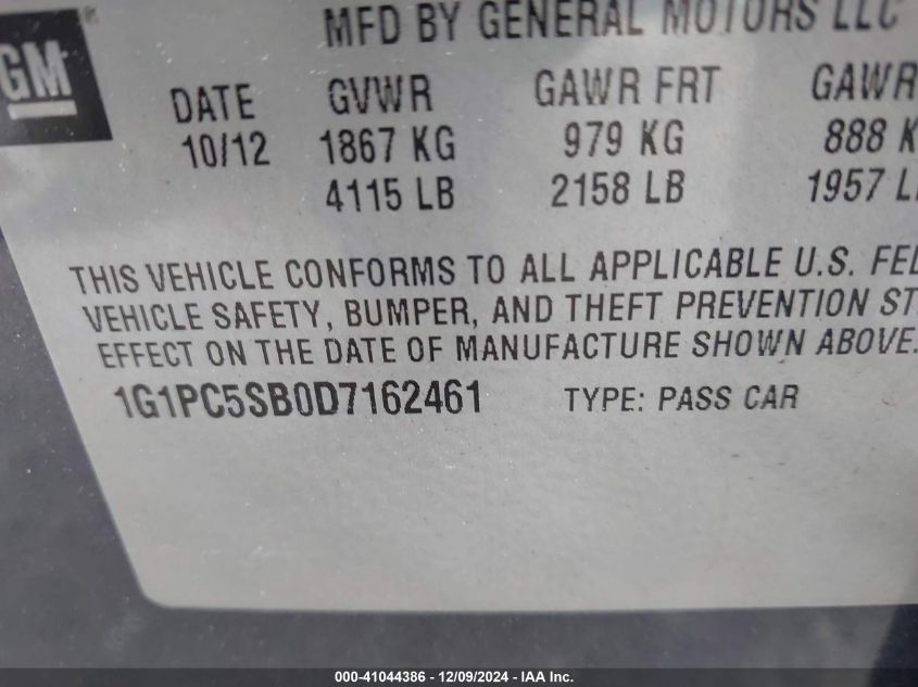 VIN 1G1PC5SB0D7162461 2013 CHEVROLET CRUZE no.9