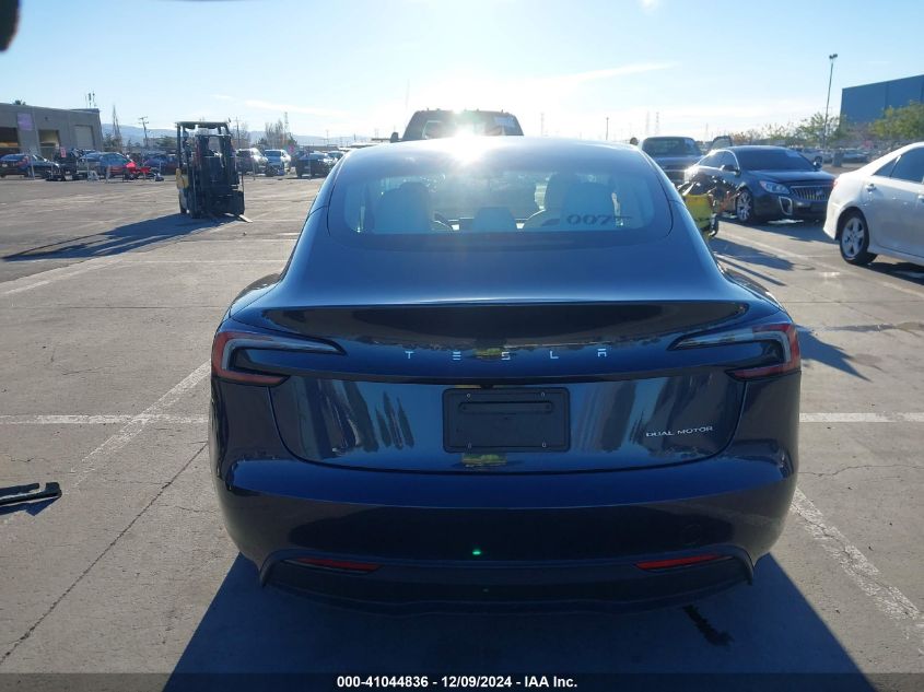 2024 Tesla Model 3 Long Range Dual Motor All-Wheel Drive VIN: 5YJ3E1EB3RF760453 Lot: 41044836