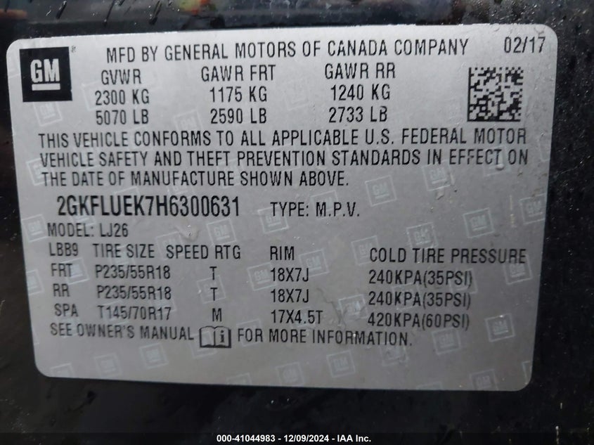 2017 GMC TERRAIN SLT - 2GKFLUEK7H6300631