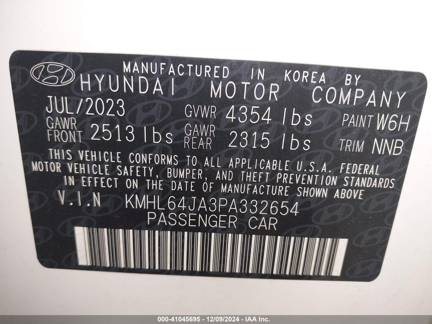 2023 HYUNDAI SONATA VIN: KMHL64JA3PA332654