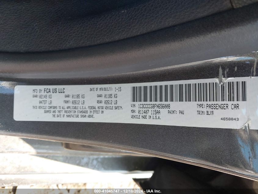 VIN 1C3CCCCG8FN656008 2015 CHRYSLER 200 no.9